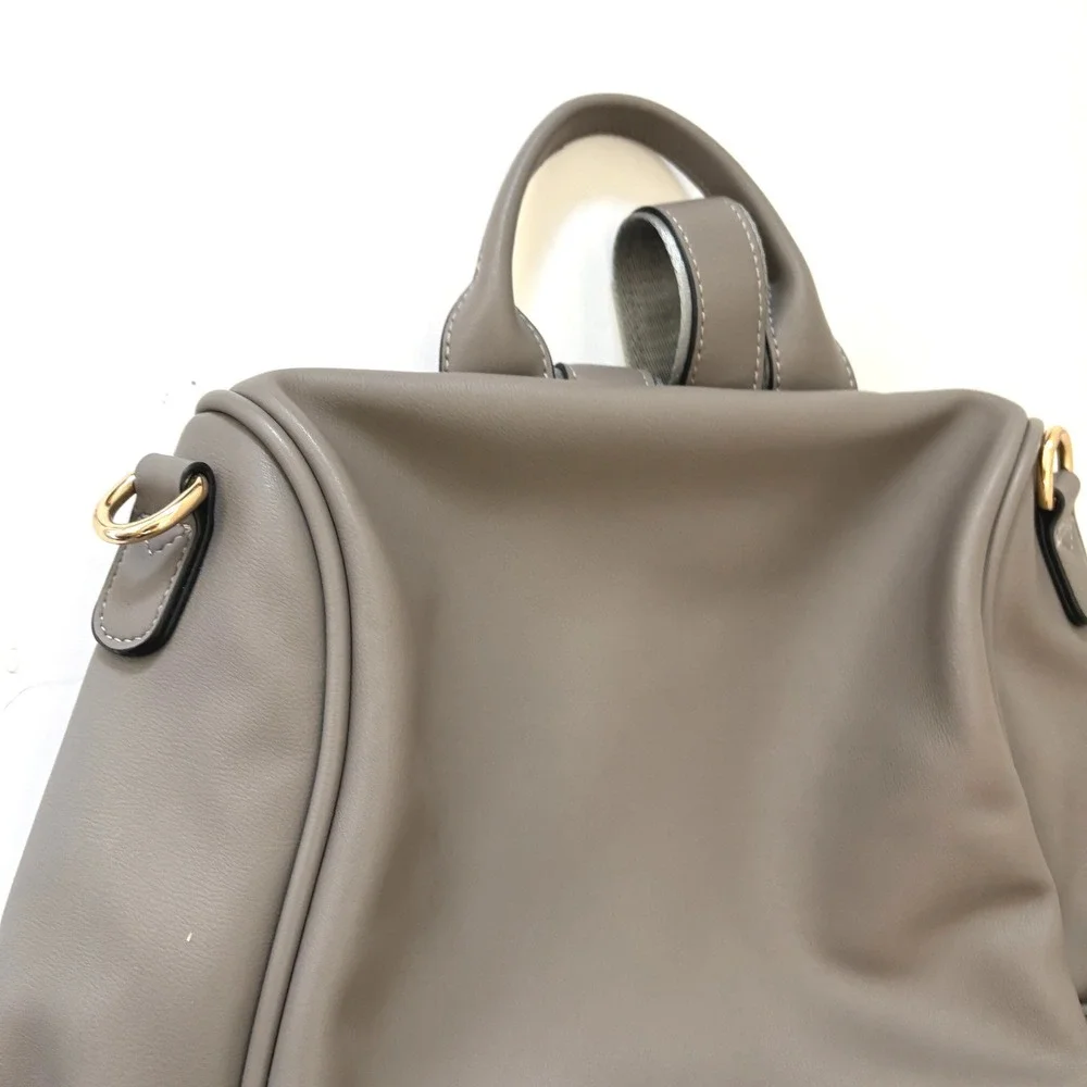 Cluci Gray Backpack Purse Convertible Shoulder‎ Bag Handbag Faux Leather